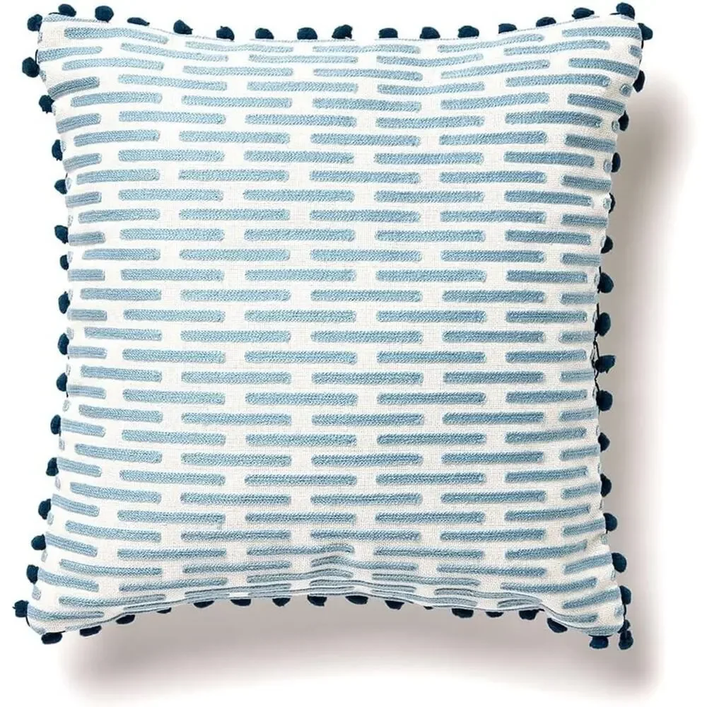 Divine Home CF Cross Vine Indoor/Outdoor Throw Pillow, Gray/Blue/White 17